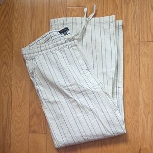 New Never Worn Casual Striped Cream and Blue Cotton Pant.